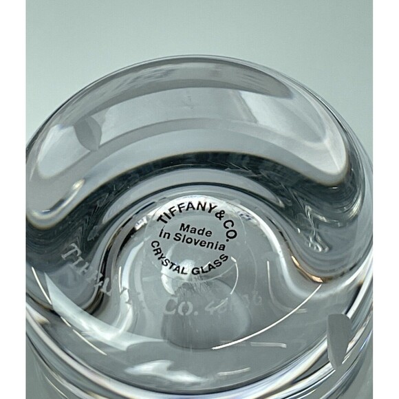 Tiffany & Co Modern Bamboo Decanter with 2 Wine Glasses Clear Glass Crystal Set - Picture 10 of 10